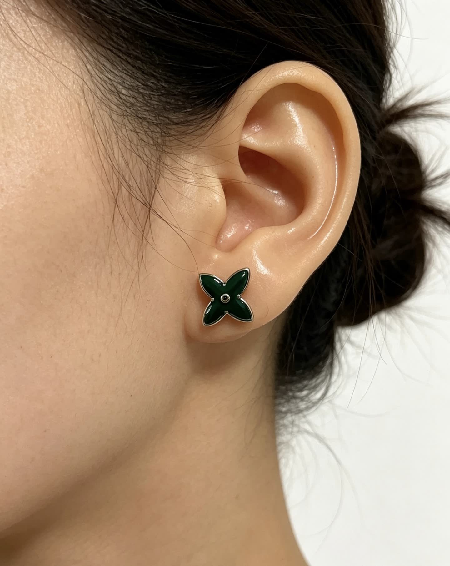 Louis Vuitton Green Enamel Earrings